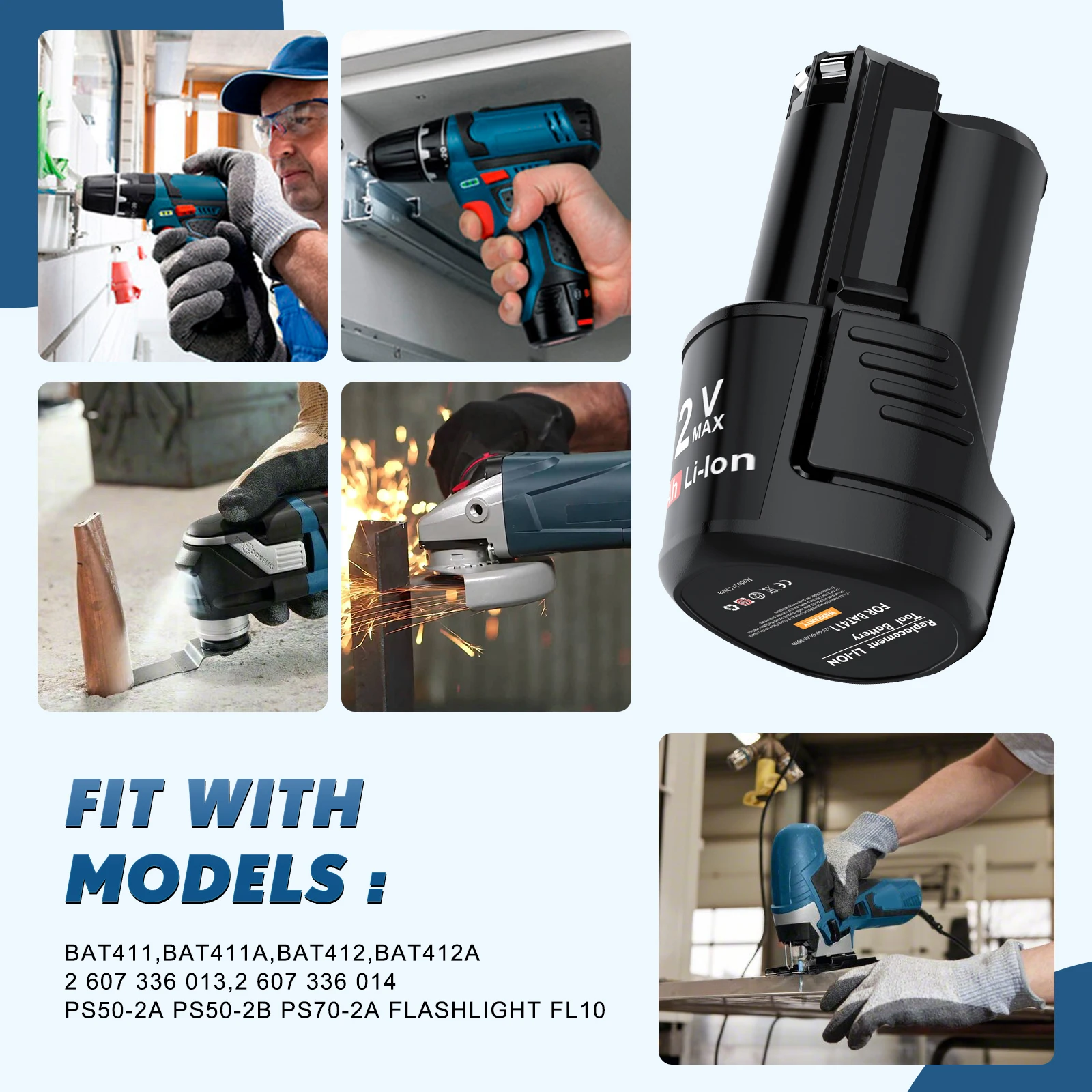 لبوش 12 فولت 3000 مللي أمبير ليثيوم أيون BAT411 استبدال البطارية لبوش BAT411 BAT412 BAT413 BAT414 10.8 فولت بطارية أدوات كهربائية لاسلكية #3