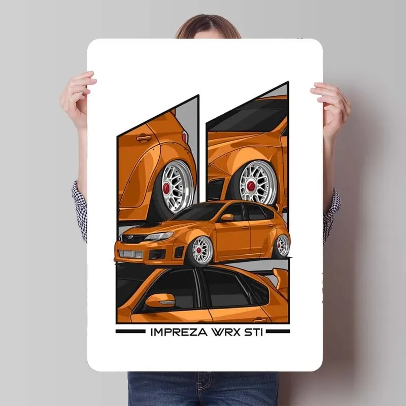 Subaru Impreza Wrx Orange Sign Car Poster Decorative Metal Plates Bedroom Decoration Living Room Vintage Home Decor Items Wall