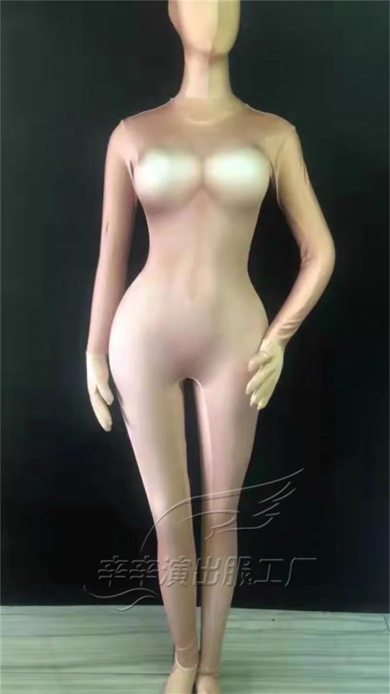 セクシーなレギンスコスチュームヌードスキニーボディスーツワンピースダンスパフォーマンスウェア女性歌手ステージビッグストレッチバージャンプスーツ