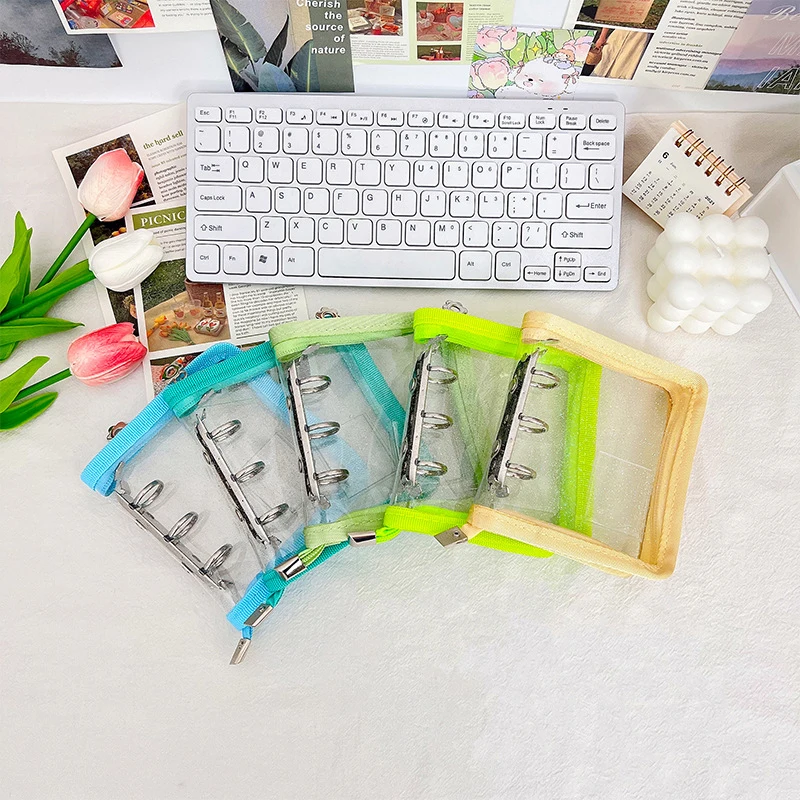 Colorido PVC Photo Album com Mini Zipper, Binder Case, 3-Hole Metal Binder, Collect Book, Titular Photocard, menina, 13,3*11,8 centímetros