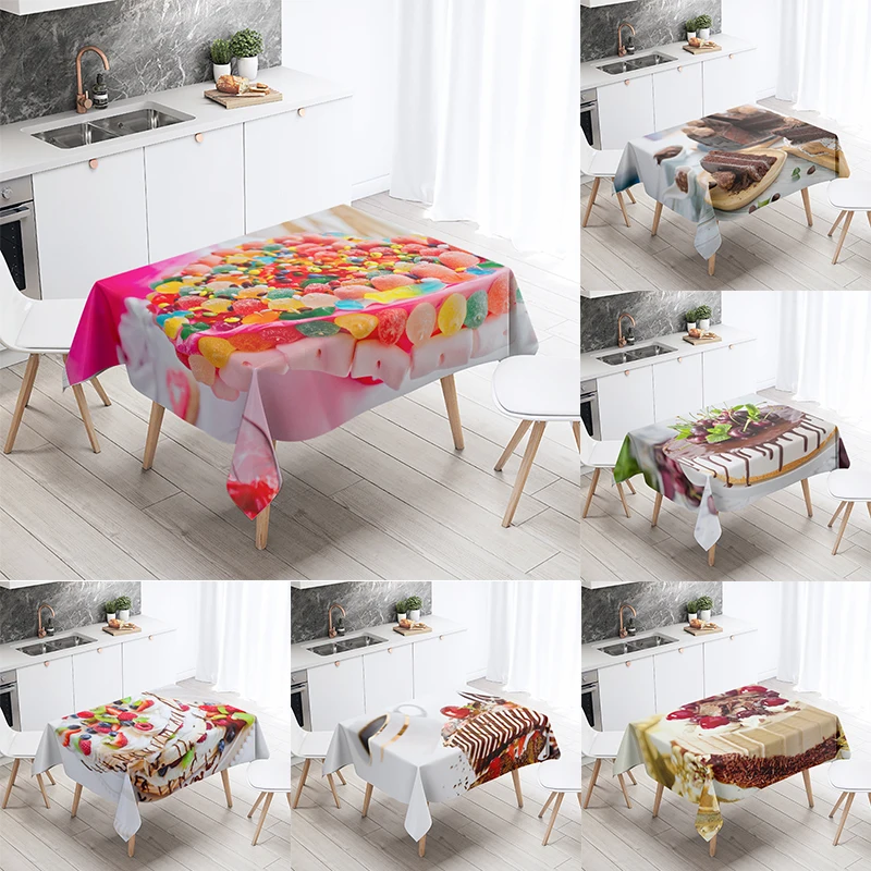 Cake gourmet printed tablecloth kitchen restaurant table decoration and  anti-fouling  waterproof home