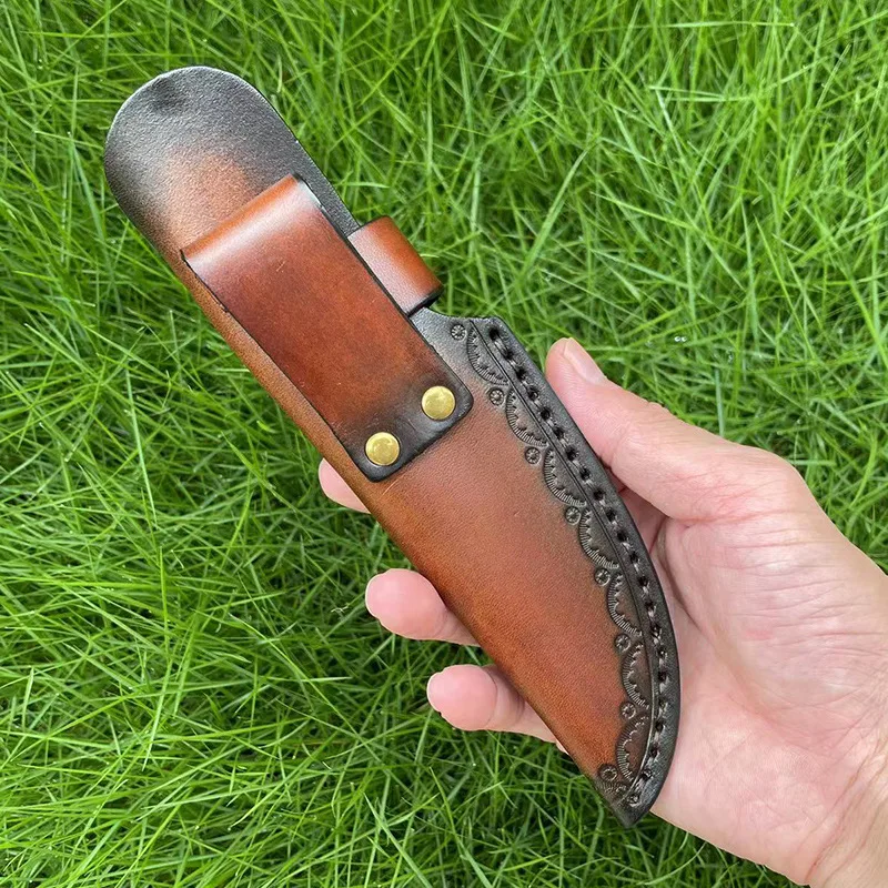Soporte para cuchillos de hoja fija, Funda de cuero de vaca en relieve, funda para cuchillo de bolsillo, Funda de cuero, fundas para cuchillos de Camping, hebilla de cinturón