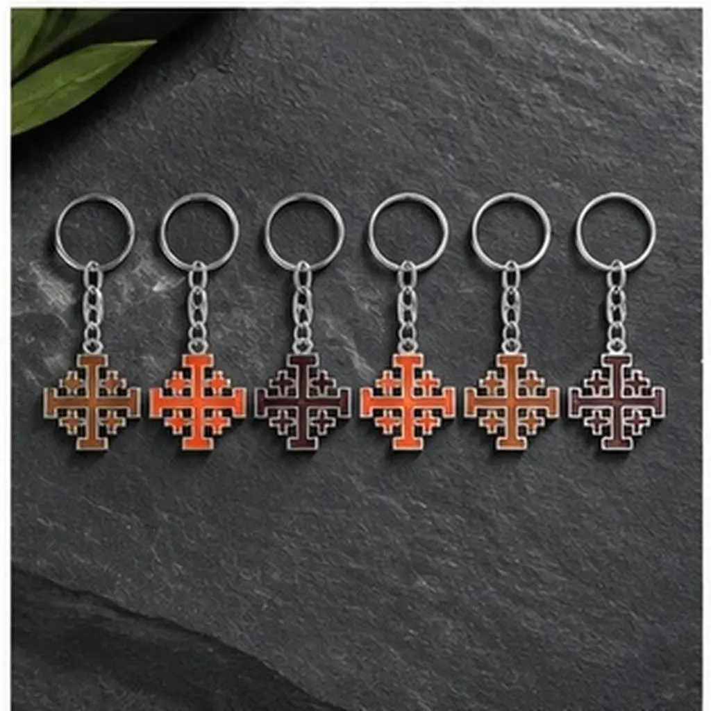 9Pcs Cross Keychain Pendant Creative Elegant Metal Key Ring for Bag Purse Keys Travel Work Schoolbag Camping Friendship Gift