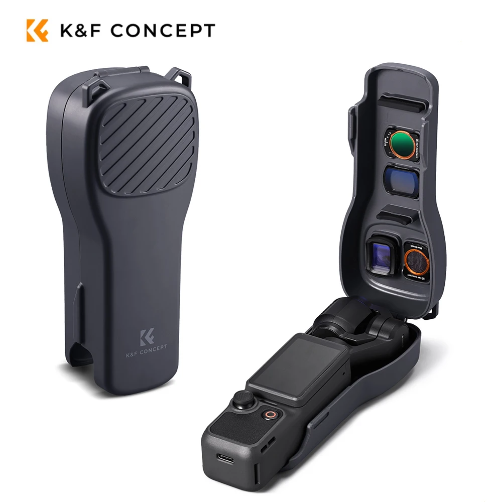 K&F Concept-funda protectora para Osmo DJI Pocket 4/3, funda abatible anticaída, accesorios para cámara deportiva, estuche de almacenamiento para filtro de lente