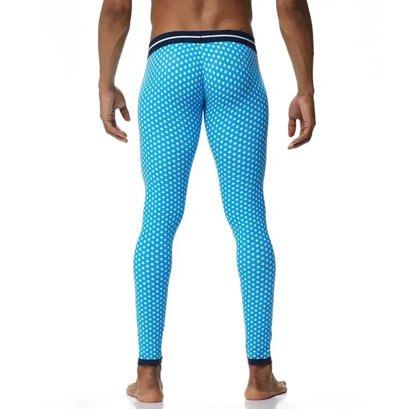 New Men Long Johns Cotton Thermal Underwear Pants 21 Colors Male Underpants Outdoors Modal Leggings Pants Solid Stripe Print