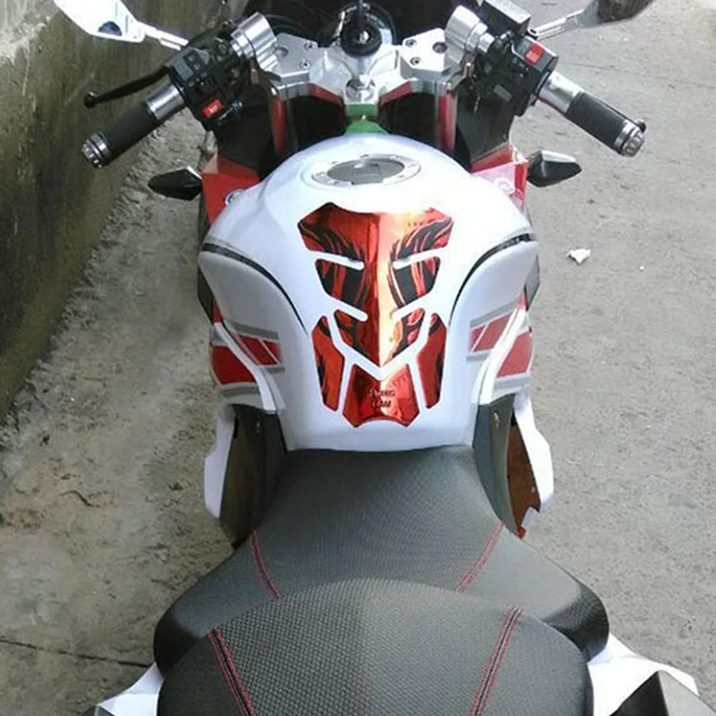 Motorcycle Tankpad Sticker Fishbone 3D Tank Pad Stickers Oil Gas Protector Cover Decoration Flame Motorcycle Accessories