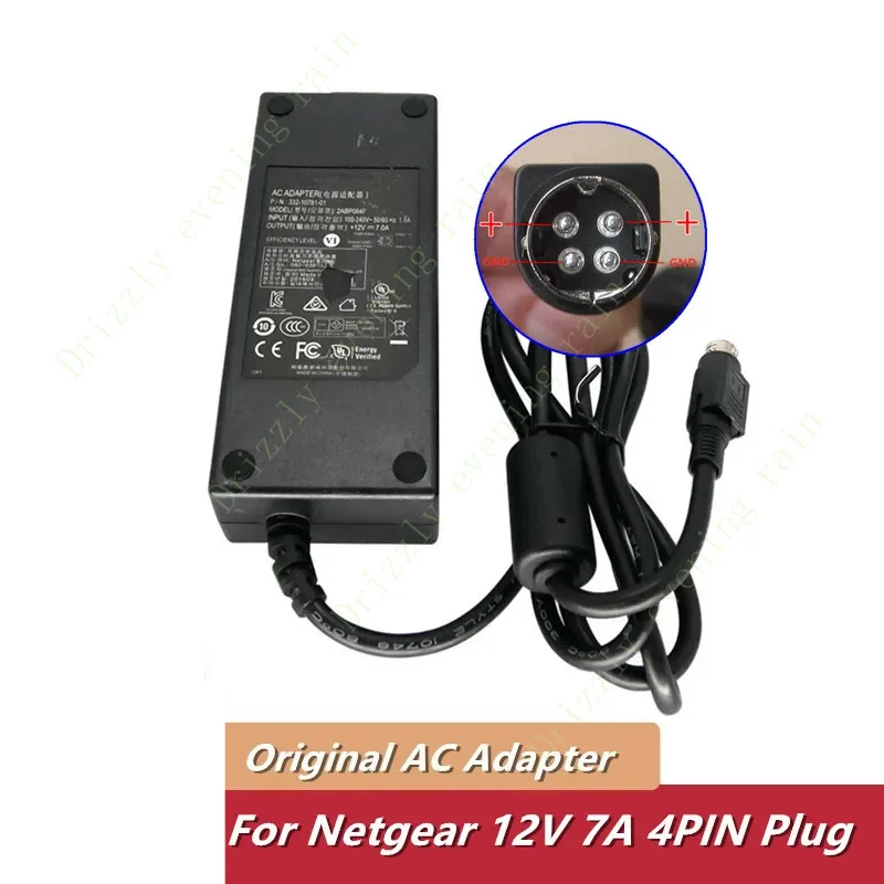 Genuine 4-pin 12v 7A 84W power supply for NETGEAR nu-90-9120700-12 2abp084f AC adapter charger 332-10781-01 330-10363-02