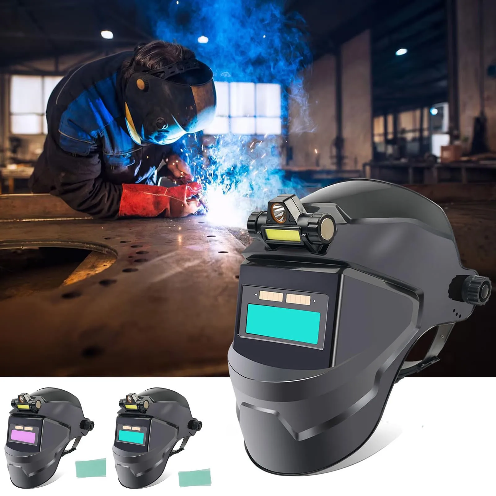 

Настоящий цвет, автоматическое затемнение, сварочный шлем с легким сварочным капюшоном, широкий козырек для сварки, широкий угол обзора