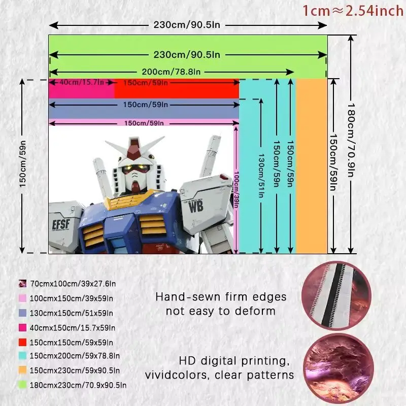 1 قطعة مفصلة Gundam روبوت نسيج أبيض أزرق أصفر أحمر EFSF WB الذراع نص الجدار الشنق لديكور الغرفة ، مكتب المنزل الجمالية الطرافة