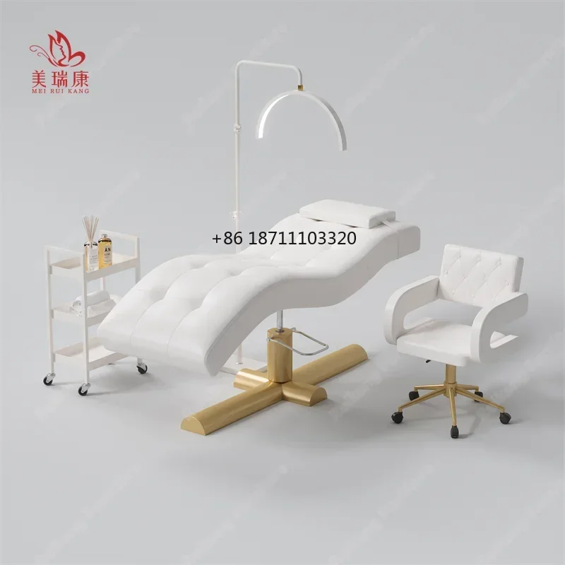 Luxury Pink Eyelash Lash esthetician Extension Bed Pink Curved Eyebrow Lashista Beauty Salon Chairs Aesthetic Care Table