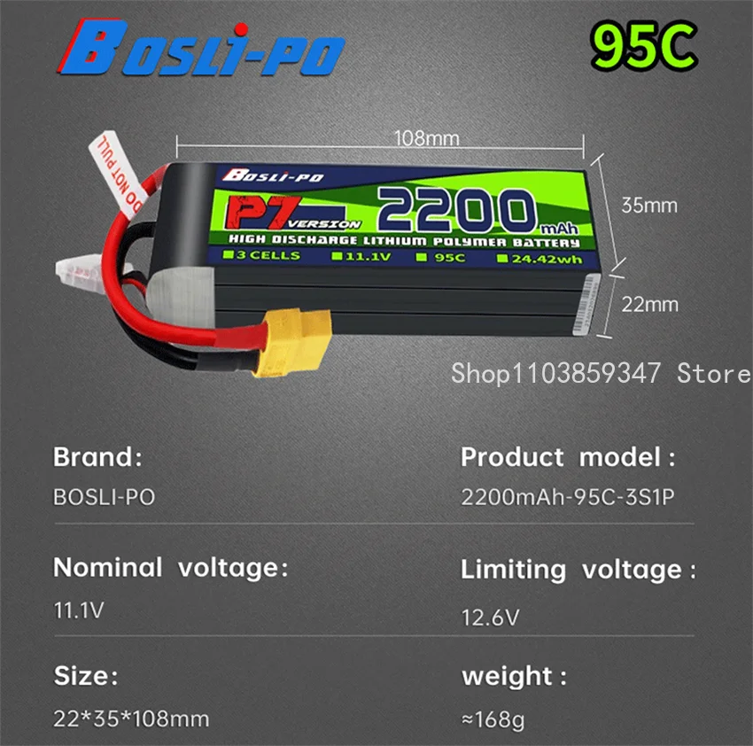 BosLi-po 3-8s 95C 2200 3300 5000 5600 8000mah bateria de lítio Helicóptero de asa fixa multi-eixo FPV longa resistência
