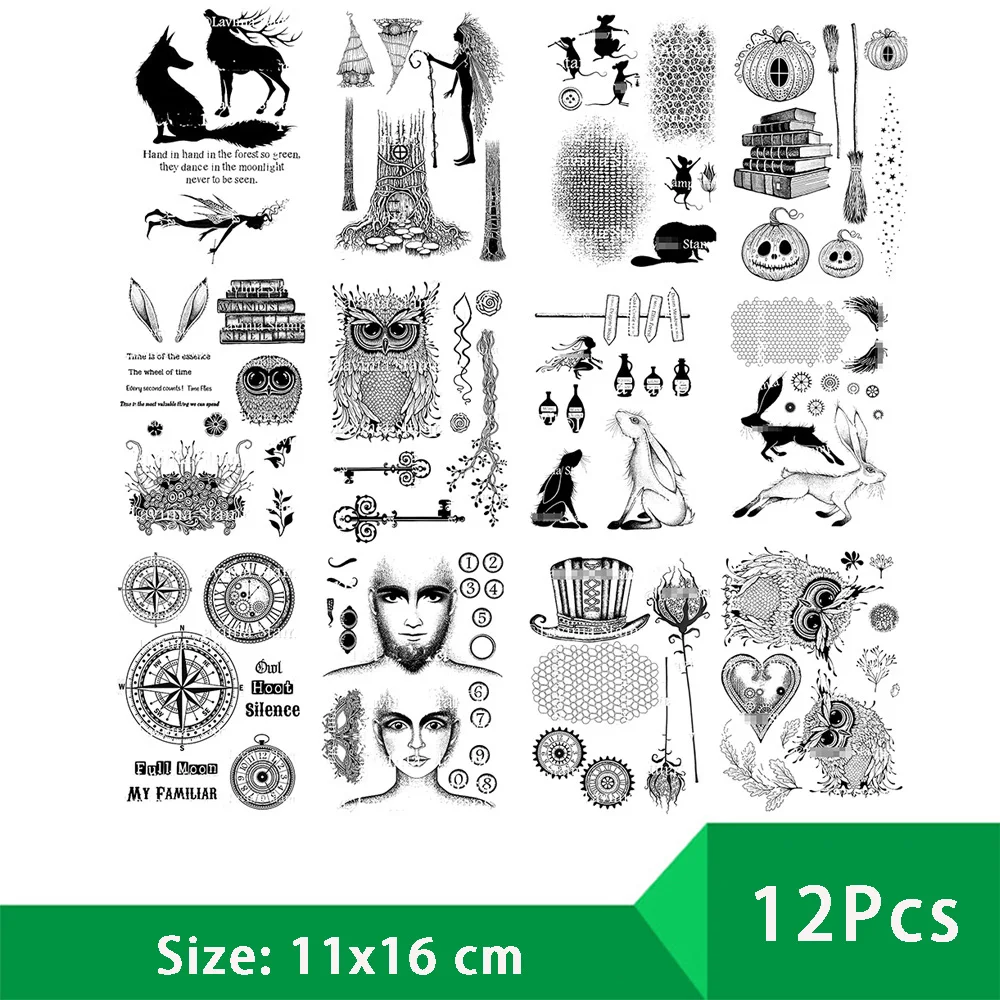 

Owls rabbits Plants Clear Stamps for DIY Craft Making Greeting Card Scrapbooking Photo Album Decorative Sheets Rubber Seal Stamp