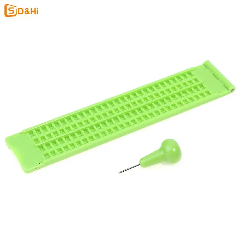 Plastic Braille Writing Slate Portable Practical Vision Care With Stylus Plastic School Learning Green Tool Accessory