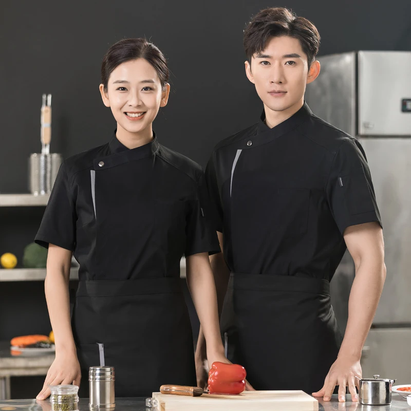 

High Quality Chef Uniform For Men Women Restaurant Hotel Costume Short Sleeve Professional Kitchen Costume Designer Cook Wear