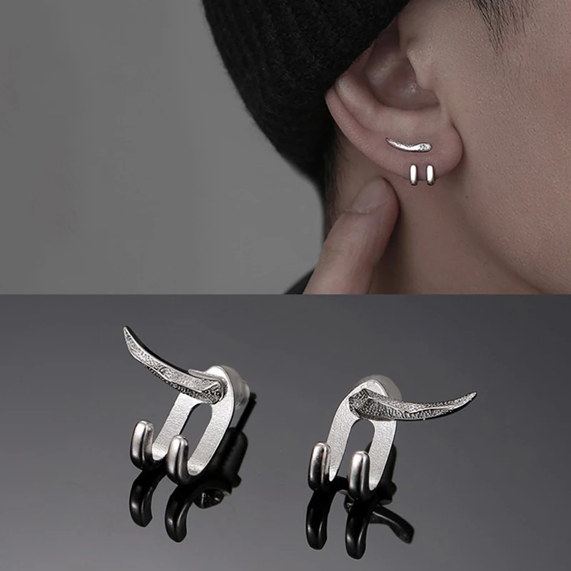 New Punk Earring For Men Detachable Dual Purpose Stud Earrings Prong Ear Charms Fashion Jewelry