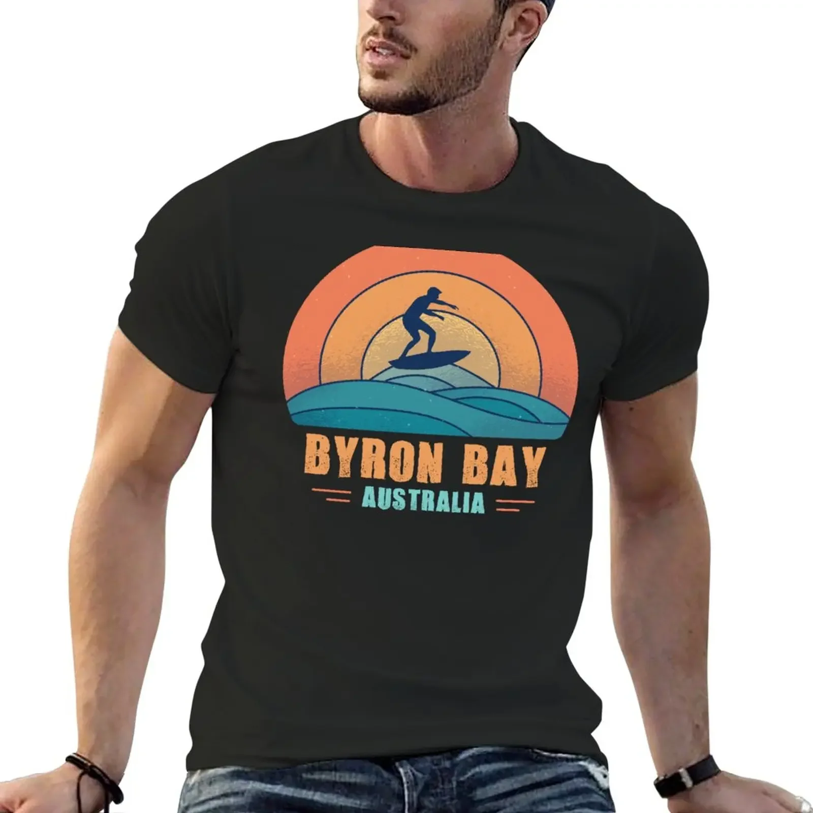 

Byron Bay Australia Vintage Art T-Shirt plus sizes quick drying men graphic t shirts