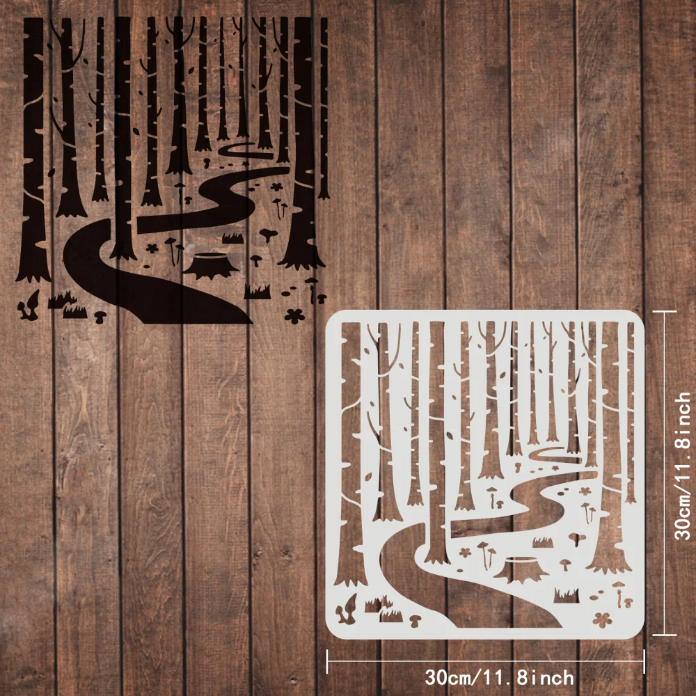 Woodland Forest Stencils 11.8in Forest Tree Painting Stencil Forest Path Stencil Plant Drawing Stencil Into The Woods Stencils