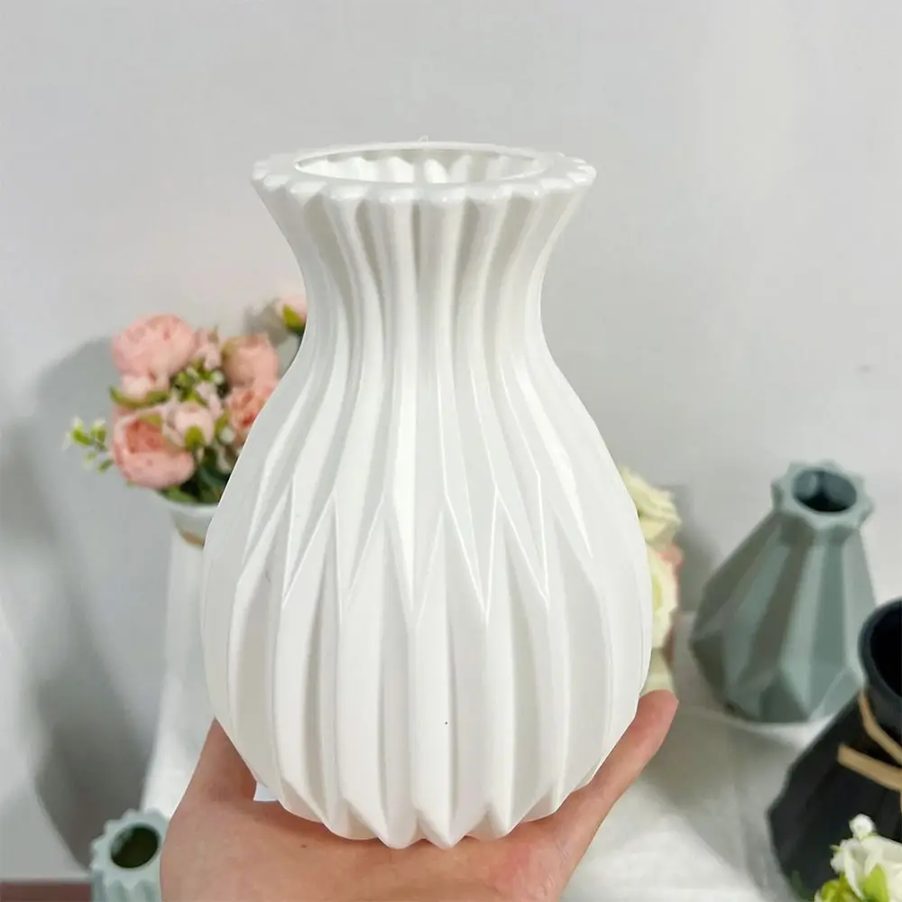 Modern Flower Vase White Plastic Vase Flower Pot Basket Nordic Home Living Room Decoration Ornament Wedding Flower Arrangement