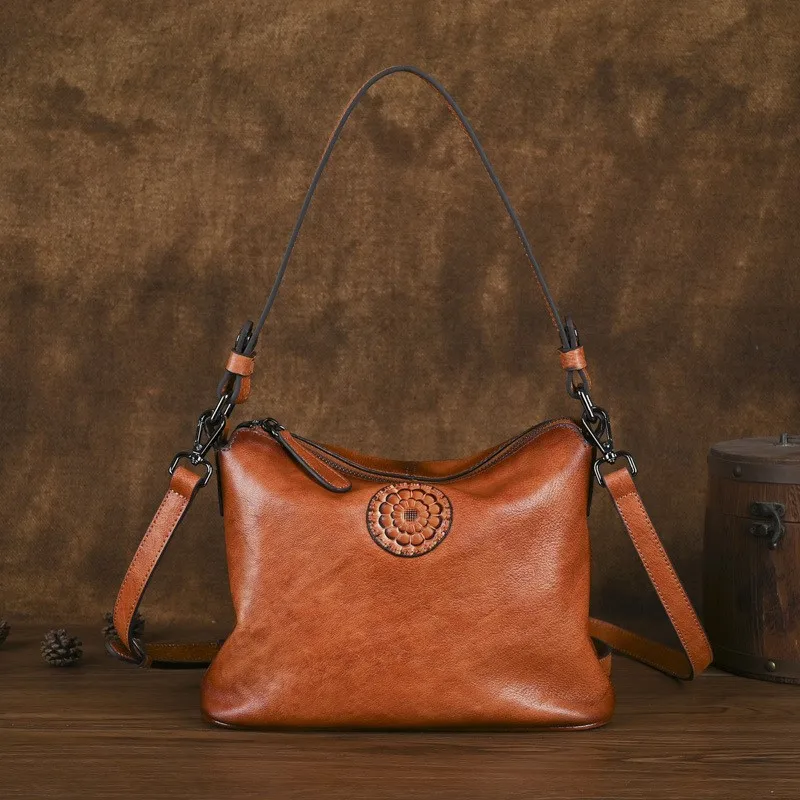 Johnature Retro Women's Bag 2026 New Genuine Leather Versatile Solid Color Soft Cowhide Shoulder & Crossbody Bags