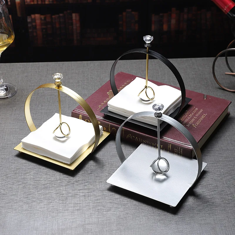 

Modern luxury creative arc metal tissue holder bar hotel restaurant coffee shop desktop art tissue holder