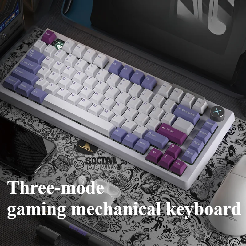 Darmoshark TOP75 Wireless Mechanical Keyboard Tri-mode Knob RGB Full Key Hot Swap Low Latency E-sports Gamer Laptop Accessories