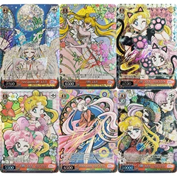 Diy 6Pcs/set Anime Girls Tsukino Usagi Chibiusa Color Flash Cards Self Made Classic Game Anime Collection Cards Gift Toys