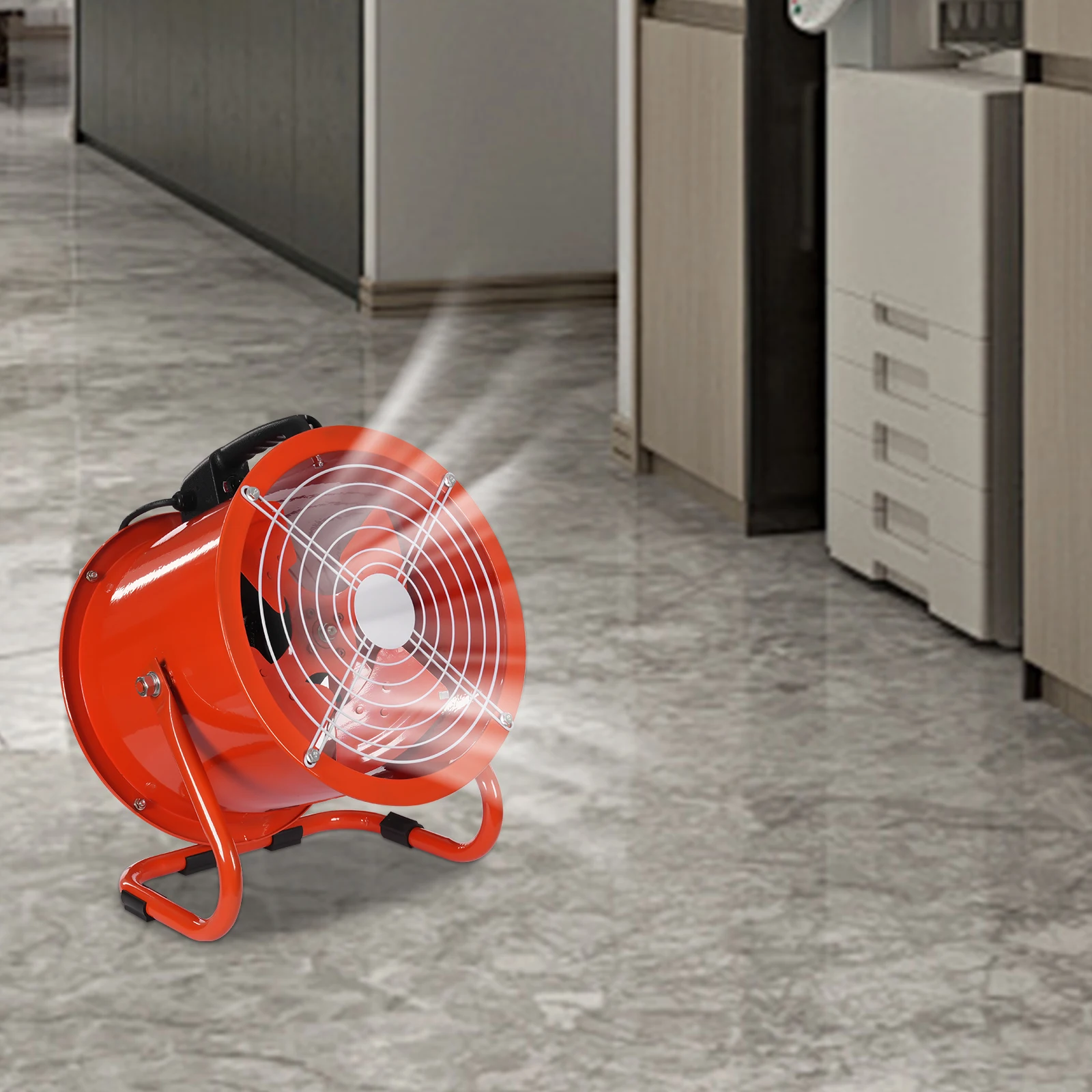 

12-inch Axial-Flow Blower,Orange Portable Axial Blower Exhaust Fan, Exhaust Fan US Standard, Portable Utility Blower Fan, Ventilation Fan