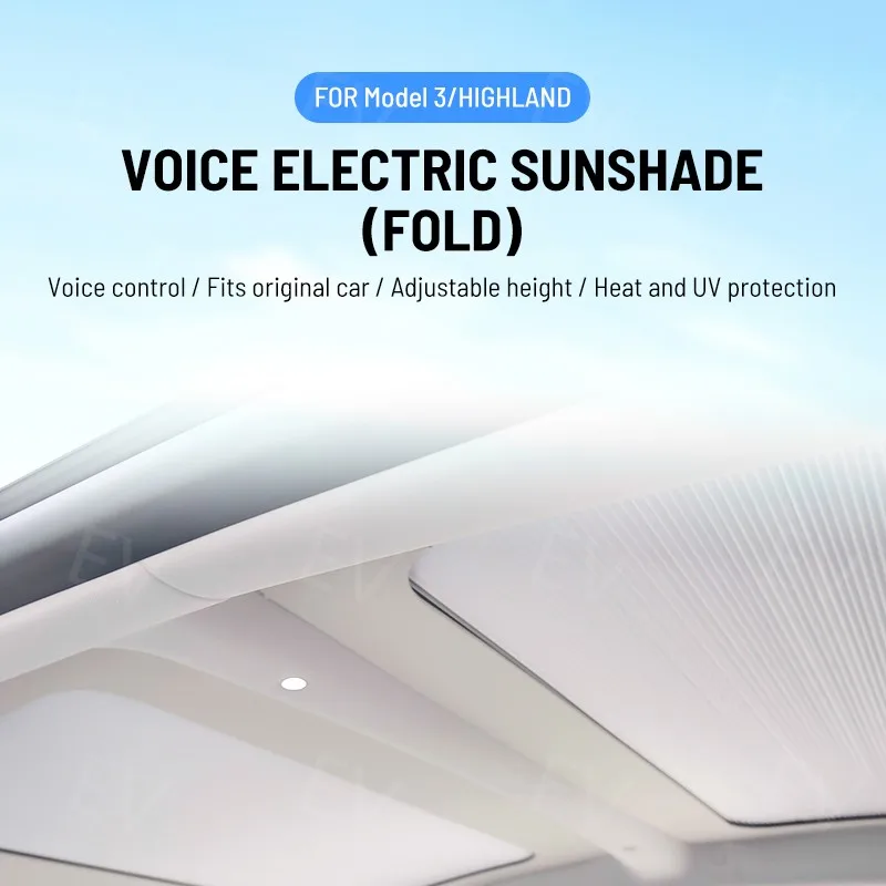 

For Tesla Electric Sunshade for Model 3 Model 3 highland Car Sunroof Shade Retractable Sun Visor Voice Control Modified Part
