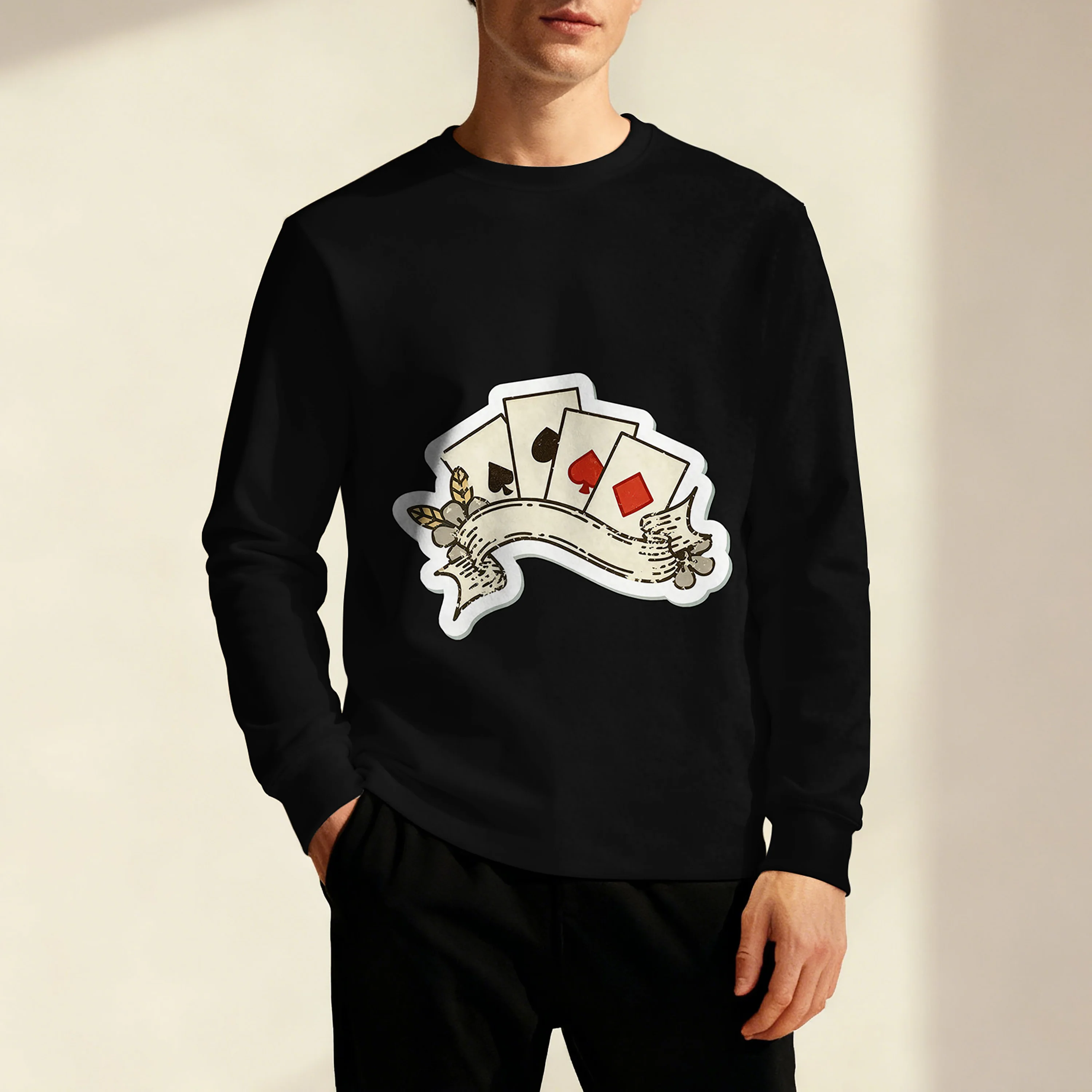 

Самая продаваемая осенне-зимняя мужская толстовка с круглым вырезом, украшенная уникальным рисунком игральных карт, идеально подходит для ежедневных поездок и выходов.