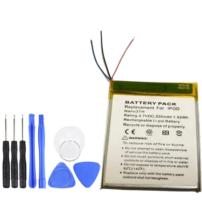3.7V 520mAh Battery for Apple Ipod Nano 3 616-0337 3G 3rd 3Gen Generation 3TH MP3 A1236 Nano3 Battery +Tool