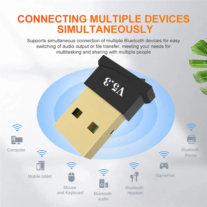 KEBIDUMEI 1/2/5/10PCS USB Bluetooth 5.3 Adapter Transmitter Receiver Audio Dongle Wireless USB Adapter for Computer PC Laptop