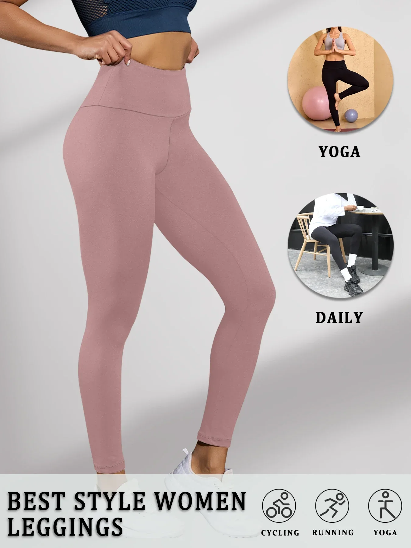 Women's Super Soft Leggings High Waisted Tummy Control No See Through Workout Yoga Running Athletic Push Up Gym Fitness Leggings