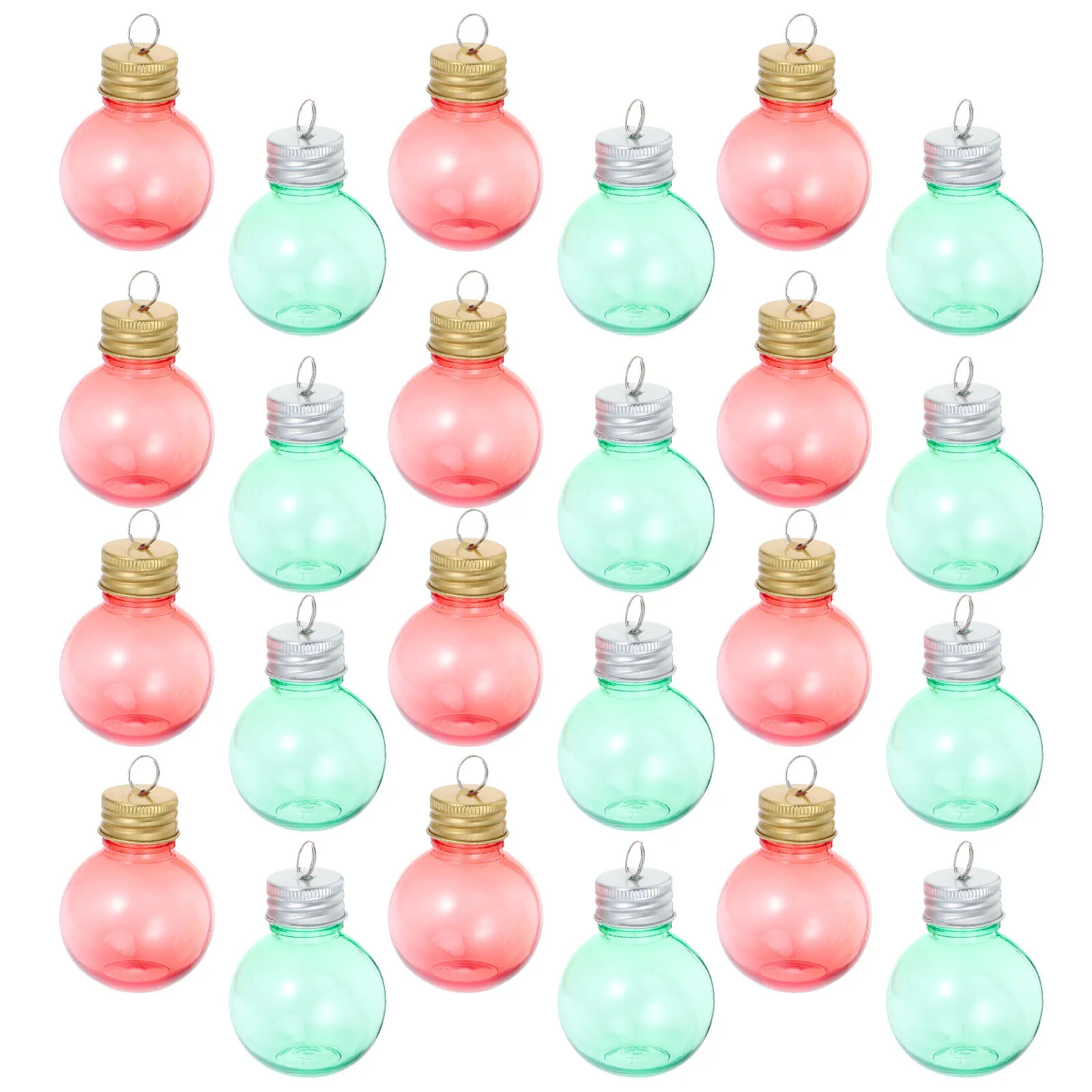 

24Pcs Clear Plastic Hanging Ball Ornaments Cap Design for DIY Crafts Sand Art Candy Container Festive Decorations Party Favors