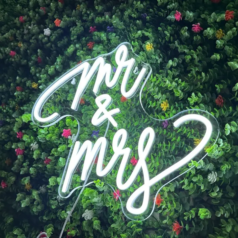 LED Neon Design mrs&mr 5V (42x35cm) Wall Decoration Wedding Decoration Bedroom Decoration Party Decoration Holiday gifts