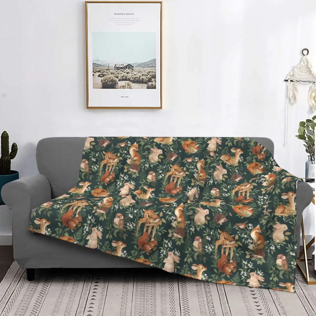 Nightfall Wonders Blanket Hedgehog Animals Woodland Winter Warm Bedspread Plush Soft Cover Fleece Quilt Bedding Bed Couch Fluffy