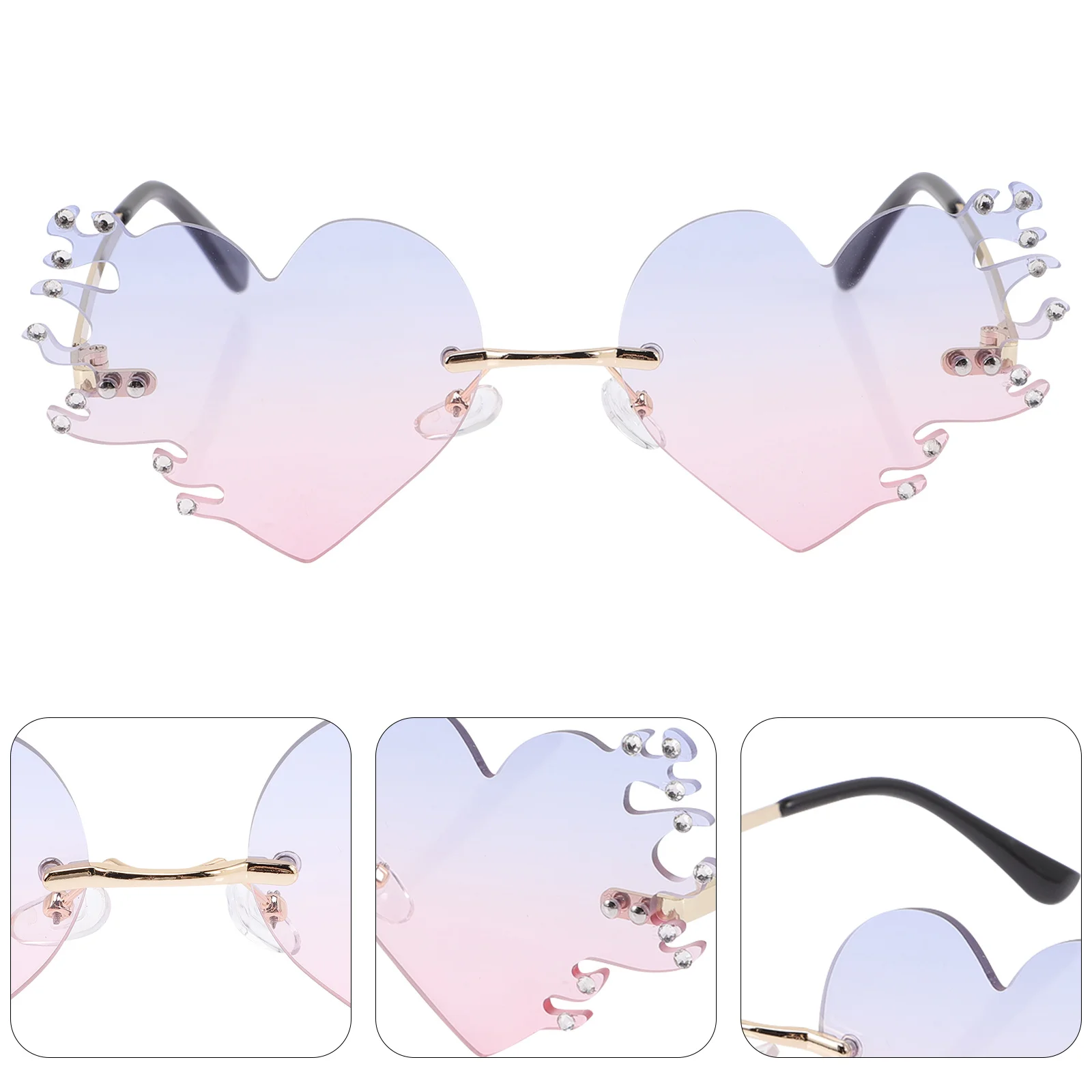 

1Pair Flame Eyeglasses Frameless Fashion Party Dress Up Eyewear Creative Photo Prop Festival Carnival Sunglasses for Men Women