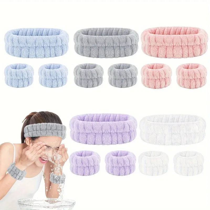 

Coral Velvet Facial High-elastic Makeup Hairband Face Wash Wristband Set-face Wash, Facial Mask, Skin Care