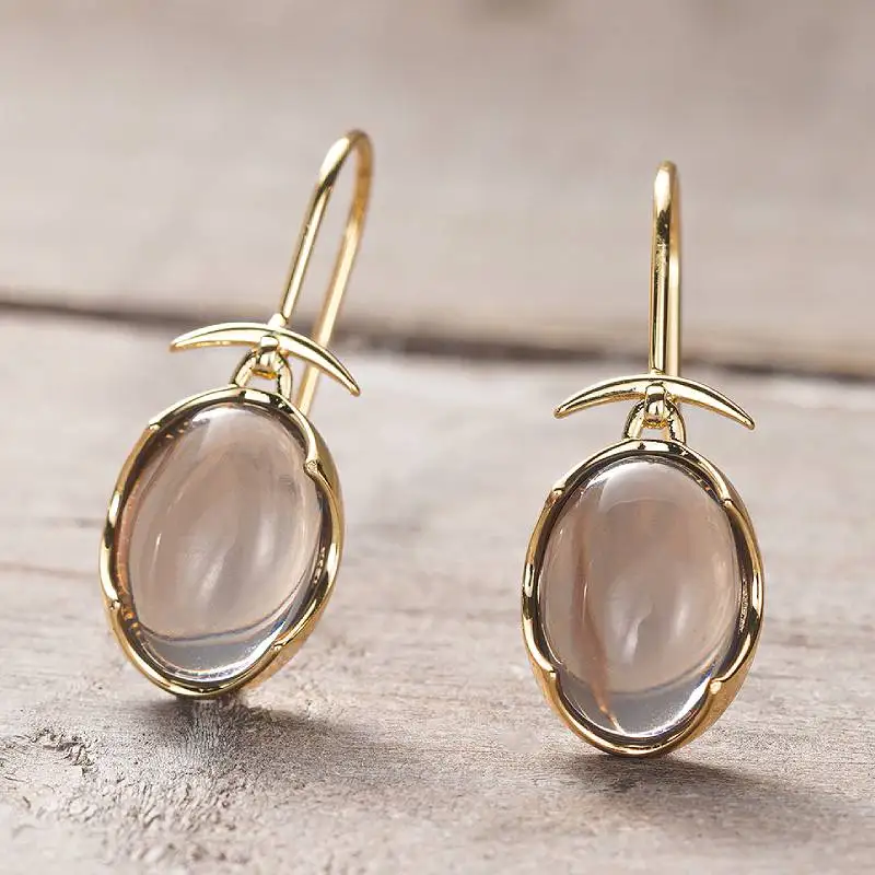 Huitan Damen-Tropfenohrringe, ovale Form, luxuriös, goldfarben, für Hochzeit, Party, sanfte Accessoires, vielseitig, modisch, für den Alltag, Damenschmuck