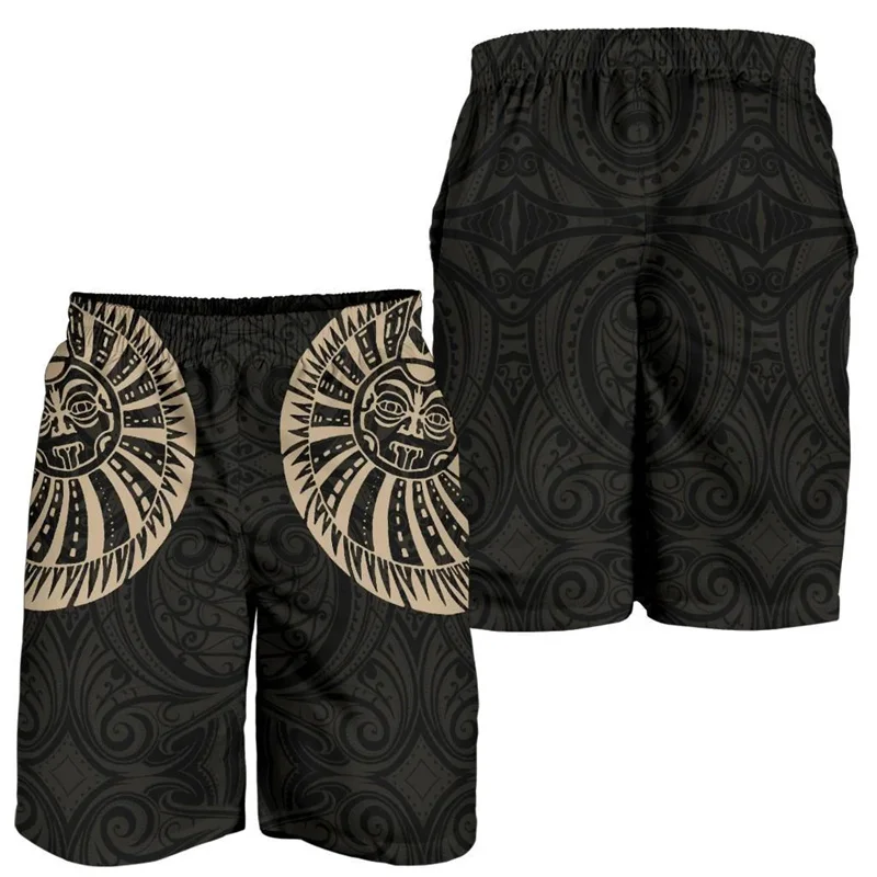 White New Zealand Maori Men's Shorts Maori Warrior Tattoo Hawaii Beach Short Trunks Swim Trunks Gym Ice Shorts Board Short Pants