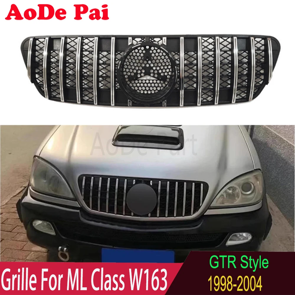 1998-2004 For Mercedes Benz ML W163 Front Bumper Grille Trim Grill 98 99 00 01 02 03 ABS Front Grill