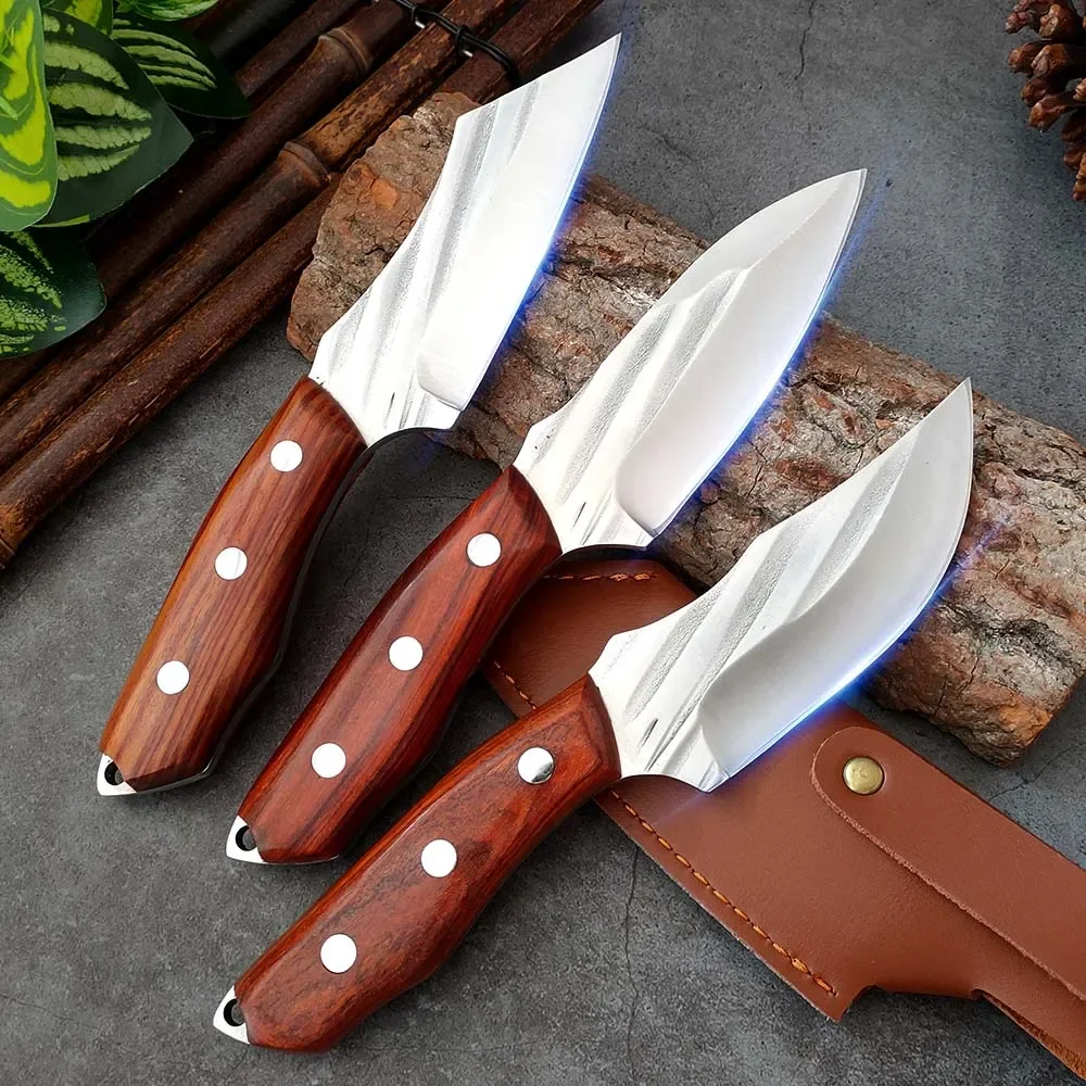 Meat Cleaver Knife Handmade Forged Boning Knife 5Cr15mov Butcher Knives Outdoor Cooking Knife Camping Survival Kitchen Knives