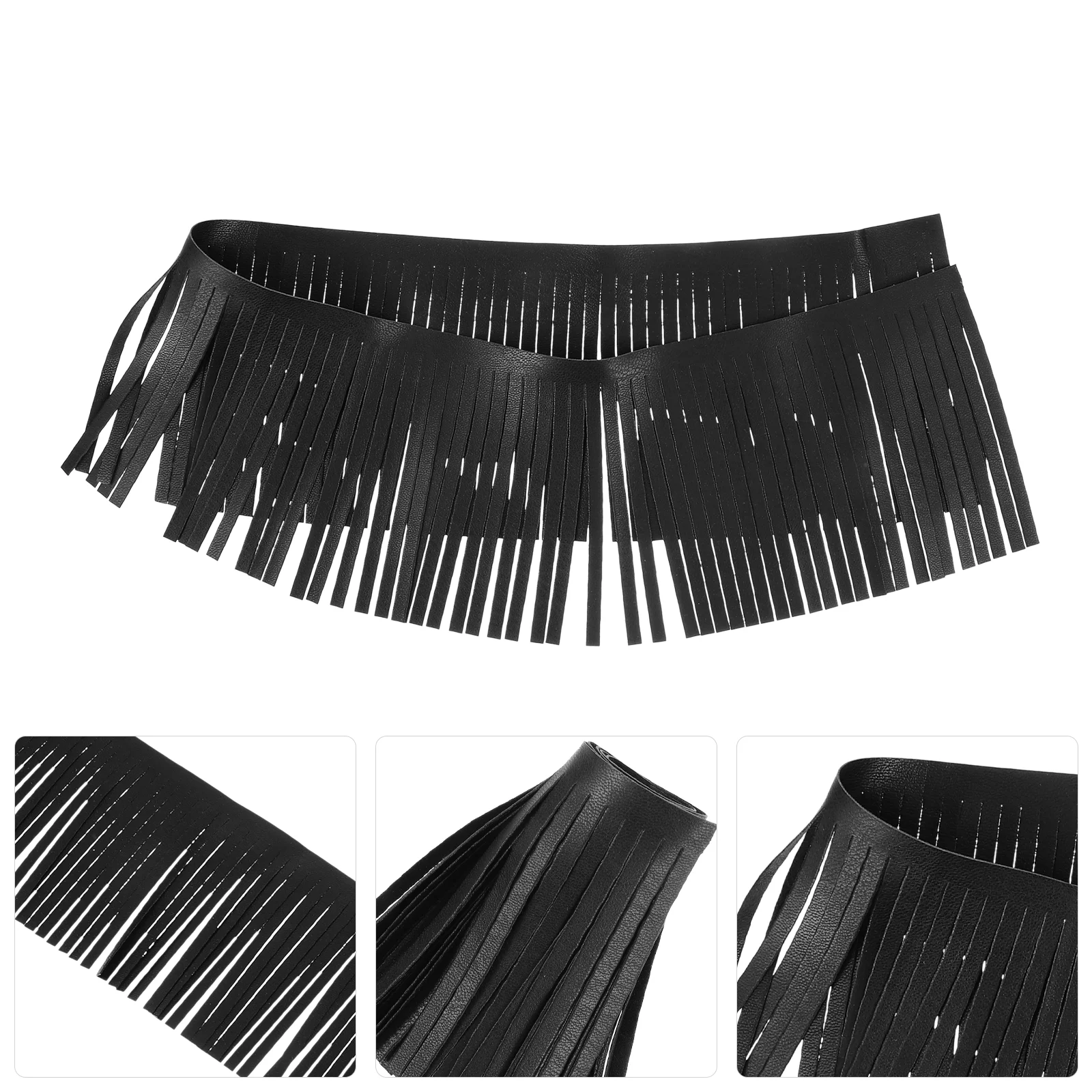 

Designer Belts for Women Fringed Apparel Ribbon Trim Clothes Black Pu Women's