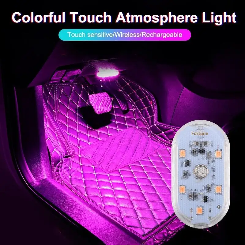 Automotive Atmosphere Lighting Foot Atmosphere Wiring Free LED Wireless Magnetic Suction Lighting