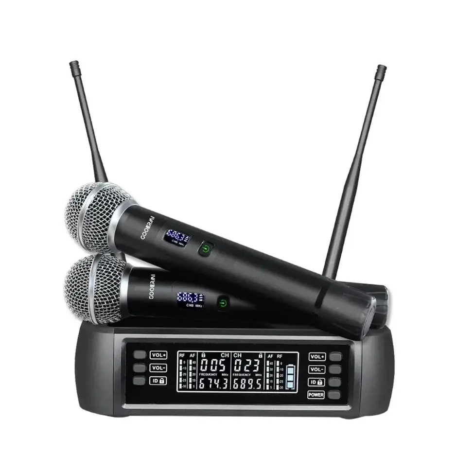 Professional UHF Wireless Microphone Dual  Handheld for DJ Speaker Party Wedding Church Microphone With LOCK Digtal Led display