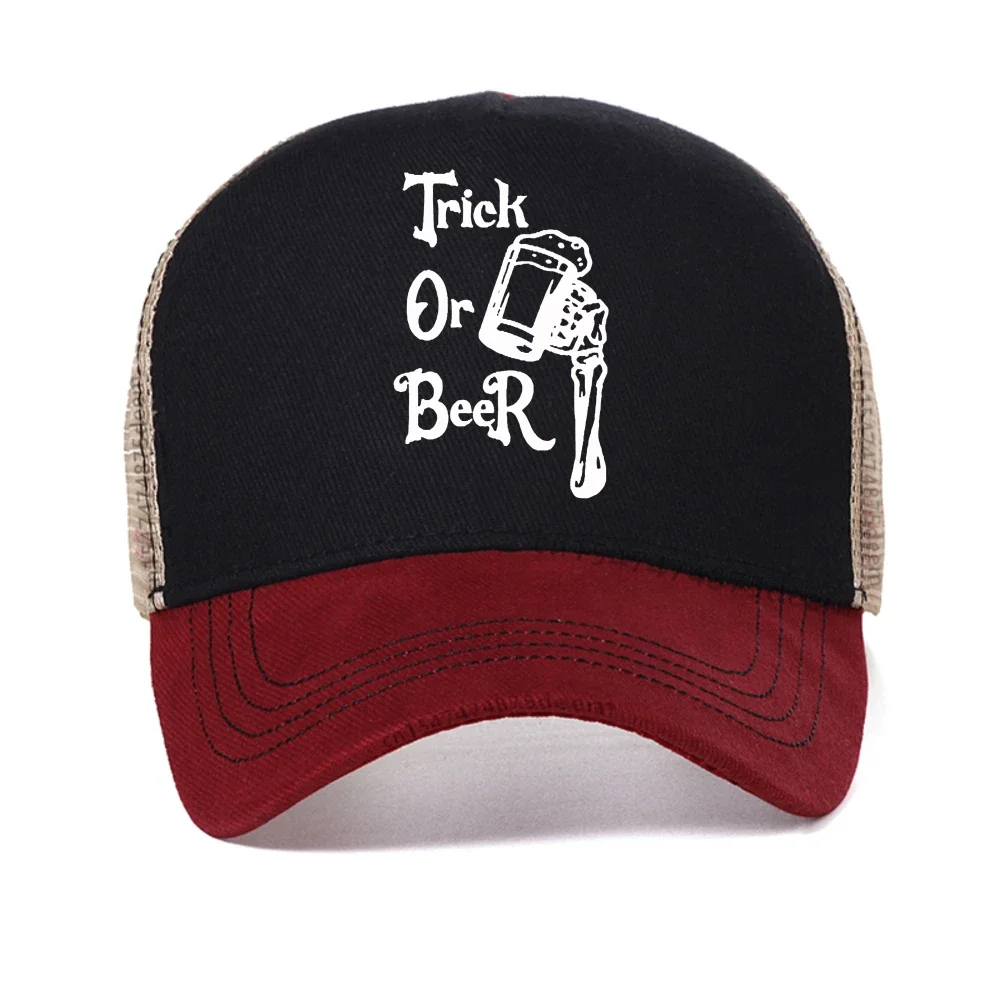 Trick or Beer baseball cap Halloween Spooky Season Summer Casual Fashion Hip Hop caps outdoor mesh breathable Trucker hats