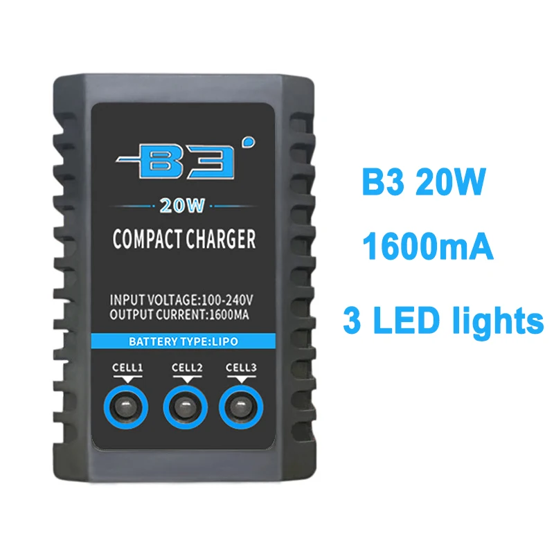 EU/US B3 20W 1600mA Pro Compact Balance Charger for 2S 3S 7.4V 11.1V Lithium LiPo Battery For RC Hobby Toys