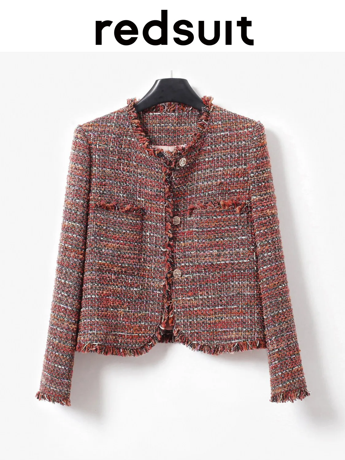 New Elegant temperament brown handmade tassel short three button jacket slimming top Custom Size