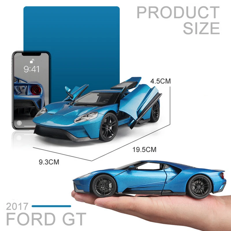 WELLY 1:24 2017 Ford GT Alloy Sports Car Model Simulation Diecasts Metal Racing Car Vehicles Model Collection Childrens Toy Gift