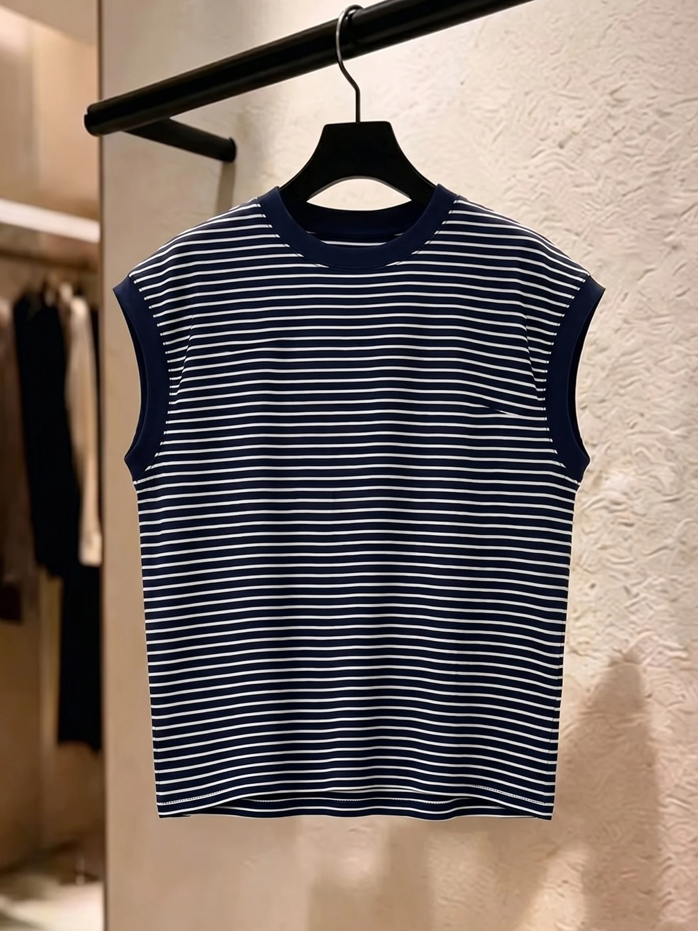 

Retro Striped round Neck Commute Style Casual Top Fashionable Summer T-Shirt Loose Fit Short Sleeve Women's Inner Wear