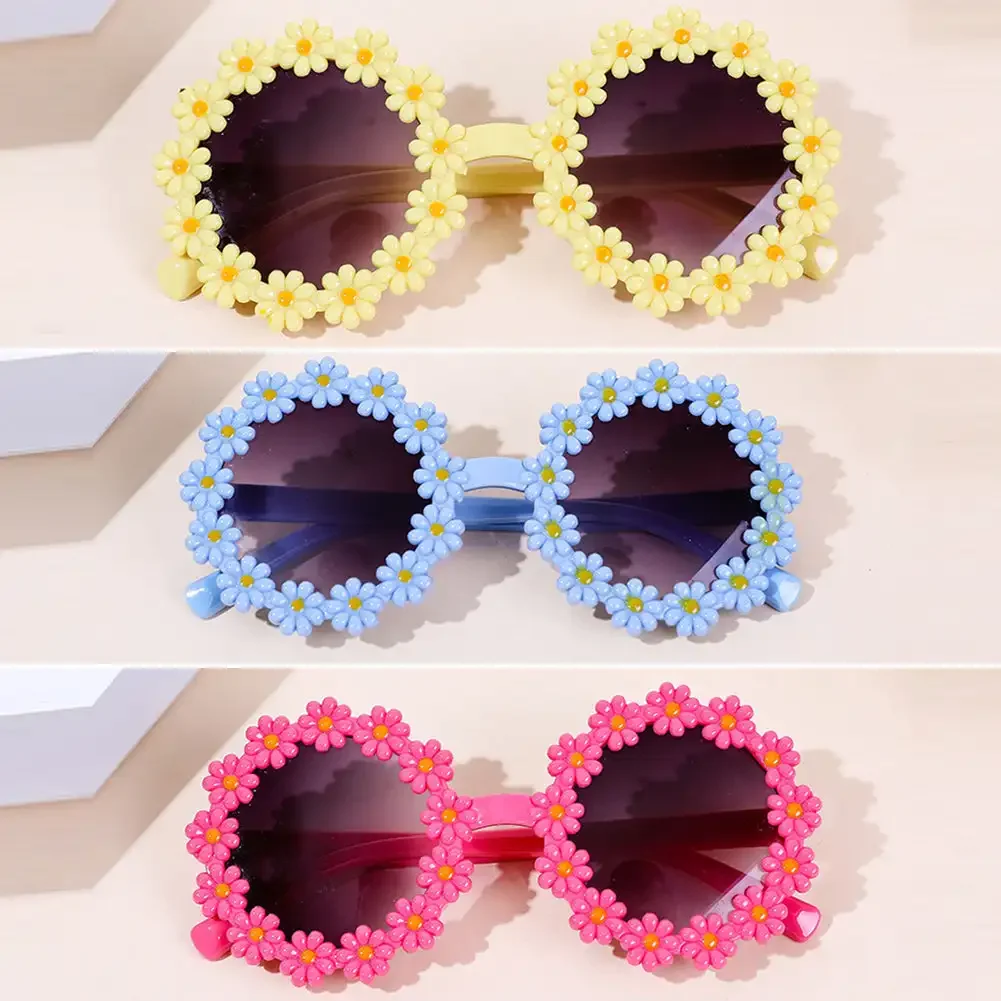 Children Cute Acrylic Flower Outdoor Protection Sunglasses Baby Girls Classic Photography Accessories Kids Boy UV400 Sunglasses